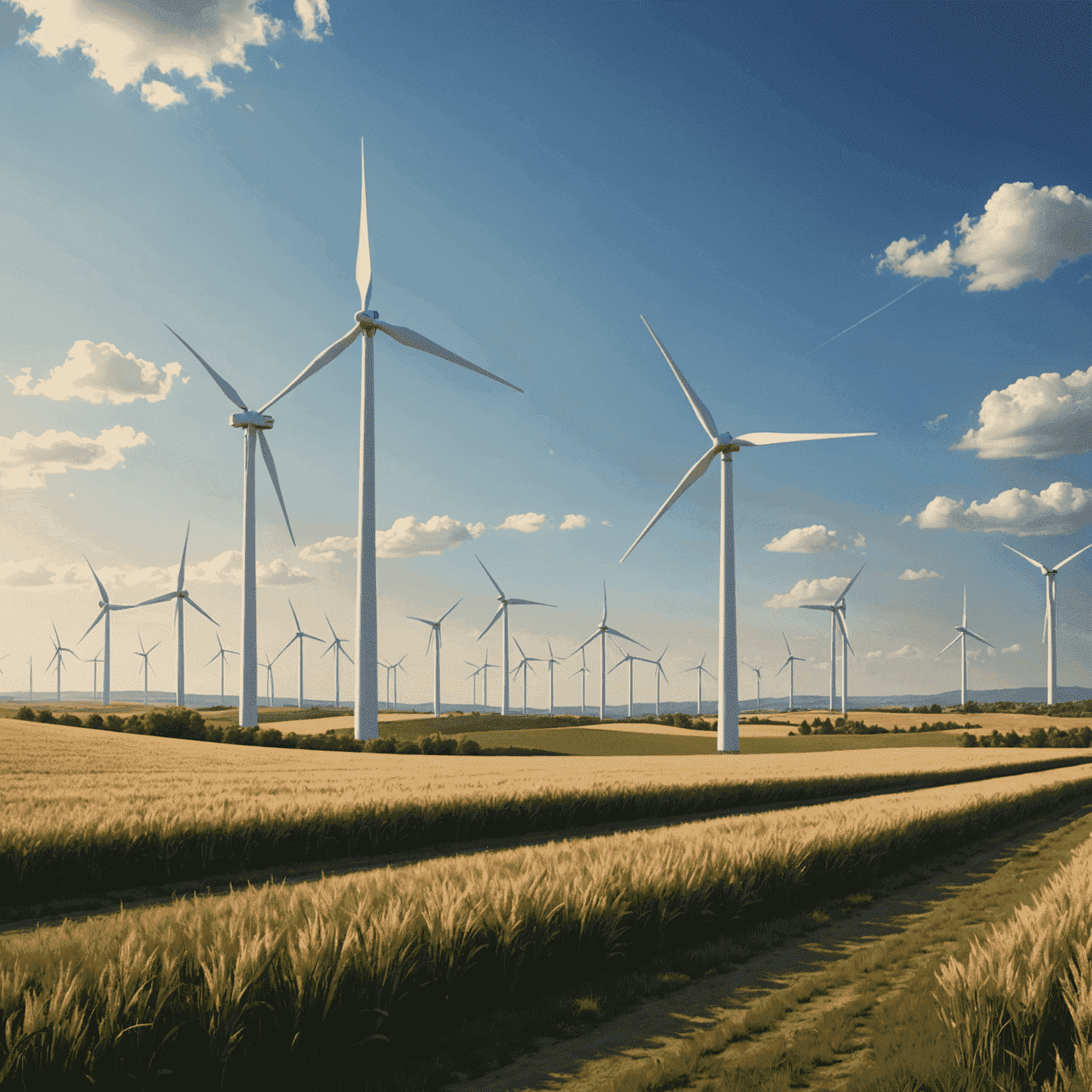 A wind farm generating clean, renewable energy